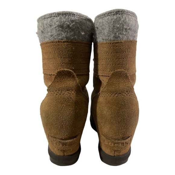 SOREL boots girls size 3 brown wedge style red laces RB - Picture 5 of 6